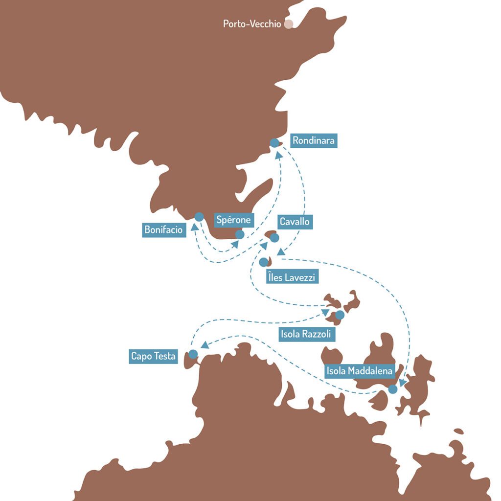 Itinéraire de croisière en Corse et Sardaigne